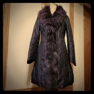 Purple fur coat size L (4-6)